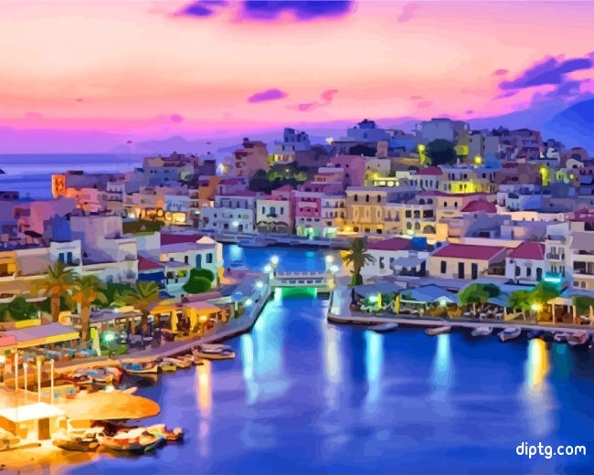 Greece Crete At Sunset Painting By Numbers Kits.jpg