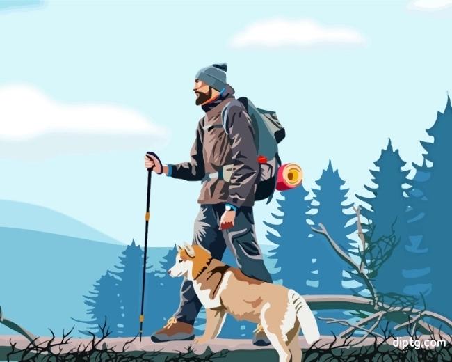 Hiking With Dog Painting By Numbers Kits.jpg