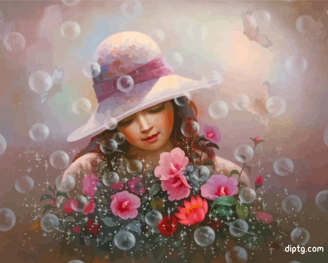 Girl With Roses And Bubbles Painting By Numbers Kits.jpg