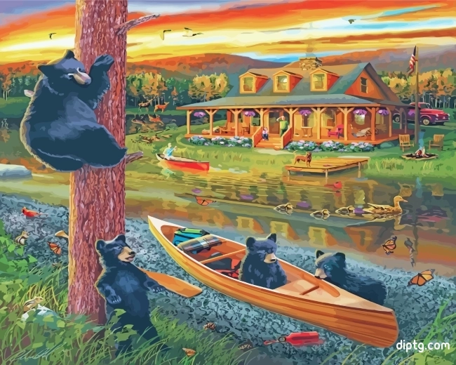 Bear In Kayak Painting By Numbers Kits.jpg