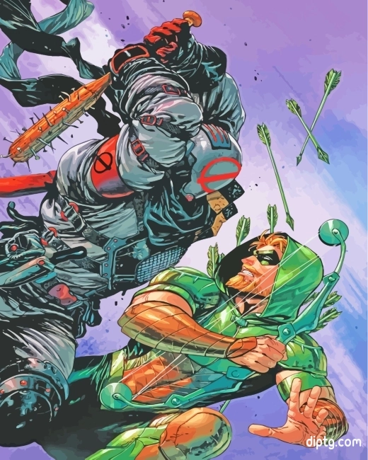 Green Arrow Fight Painting By Numbers Kits.jpg