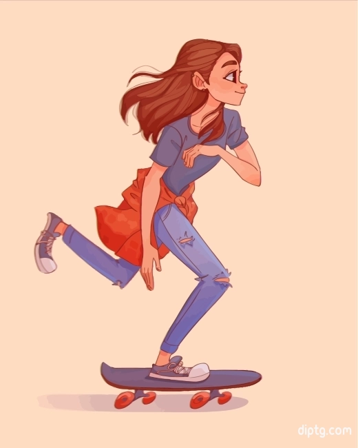Anime Skater Girl Painting By Numbers Kits.jpg