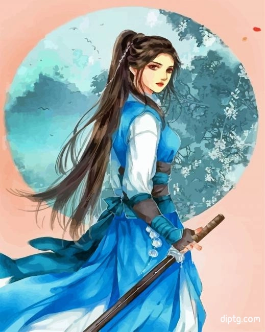 Kungfu Chinese Lady Painting By Numbers Kits.jpg