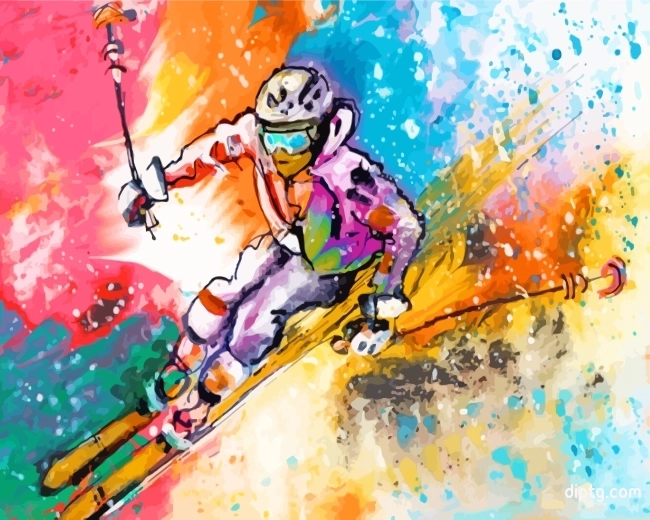 Skiing Colorful Art Painting By Numbers Kits.jpg