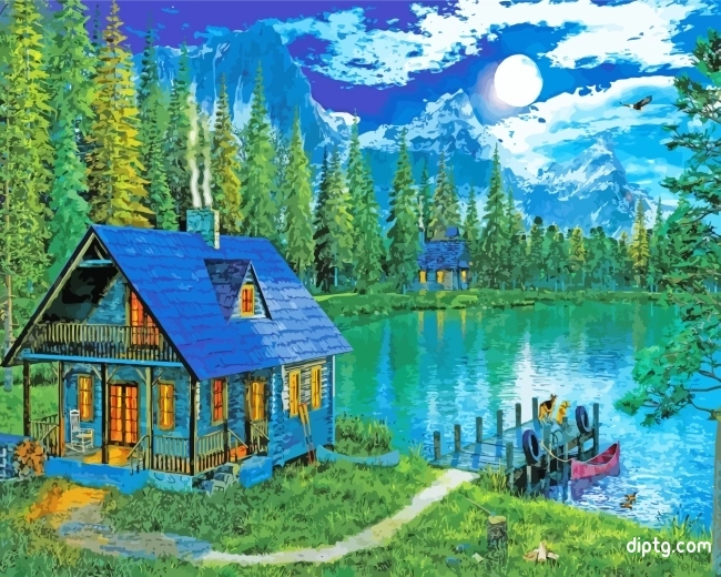 Rustic Forest Cabin Painting By Numbers Kits.jpg