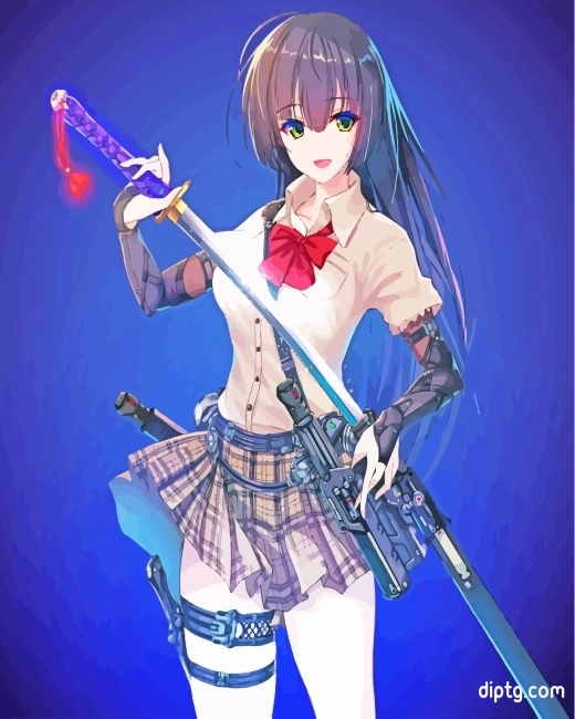Anime Girl Sword Painting By Numbers Kits.jpg