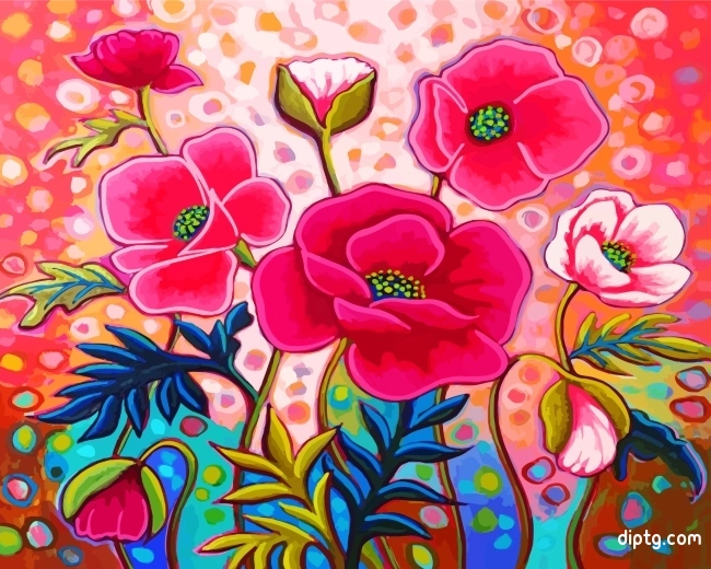 Pink Flower Plants Painting By Numbers Kits.jpg