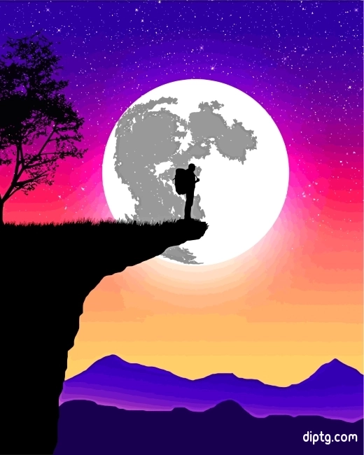 Man Silhouette Moonlight Painting By Numbers Kits.jpg