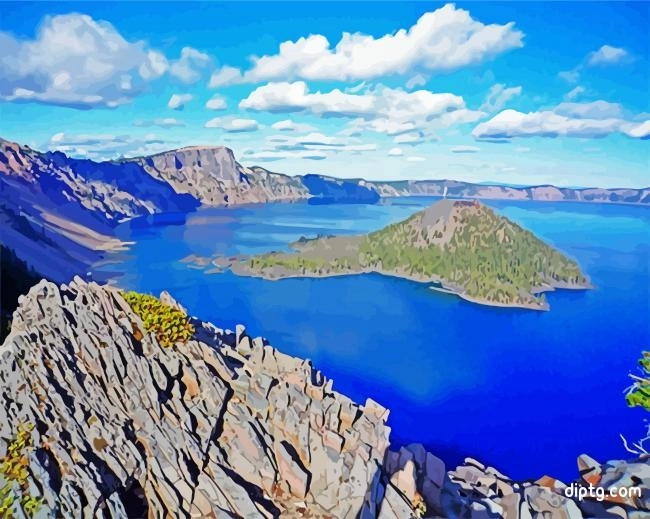 Crater Lake National Park In Oregon Painting By Numbers Kits.jpg