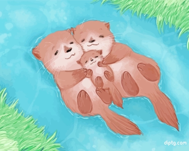 Cute Otter Family Painting By Numbers Kits.jpg