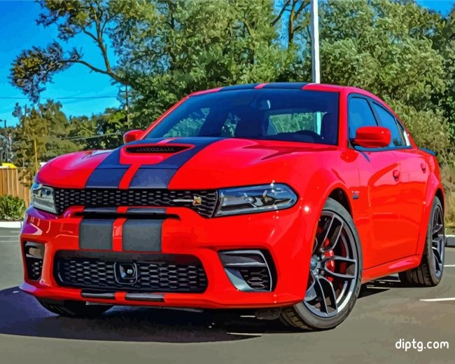 Red Dodge Charger Scat Pack Painting By Numbers Kits.jpg