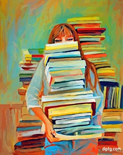 Nerdy Woman In The Library Painting By Numbers Kits.jpg