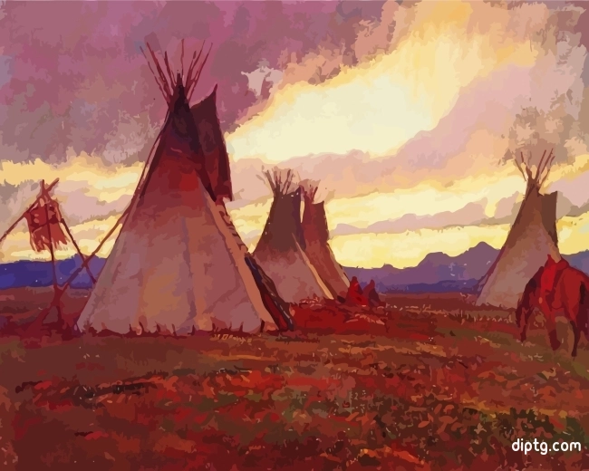 Teepees At Sunset Painting By Numbers Kits.jpg