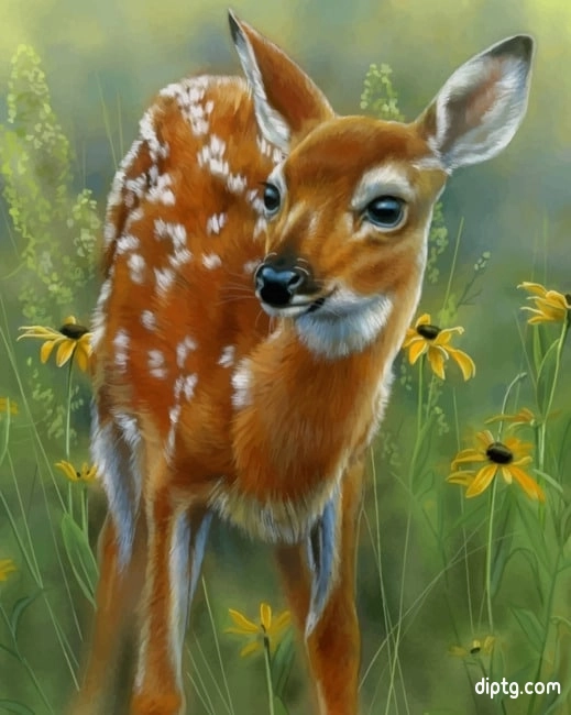 Goitered Gazelle And Sunflowers Painting By Numbers Kits.jpg