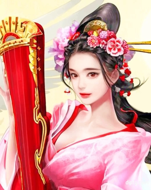 Gorgeous Chinese Woman Painting By Numbers Kits.jpg