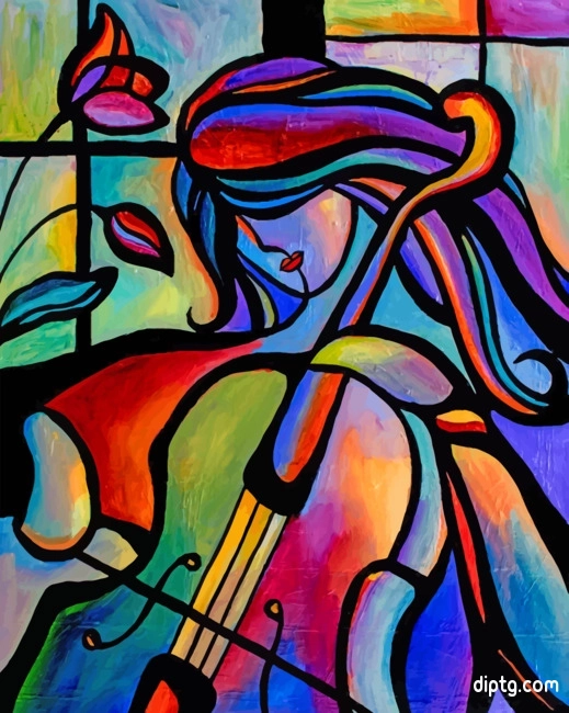 Colorful Violinist Art Painting By Numbers Kits.jpg