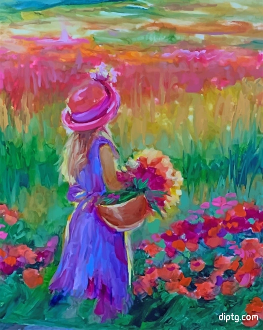 Girl In Flowers Field Painting By Numbers Kits.jpg