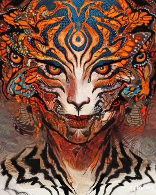 Trippy Tiger Woman Painting By Numbers Kits.jpg