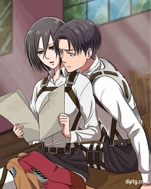 Mikasa Ackerman And Levi Painting By Numbers Kits.jpg