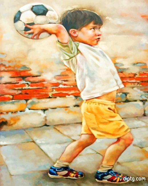 Boy Playing Football Painting By Numbers Kits.jpg