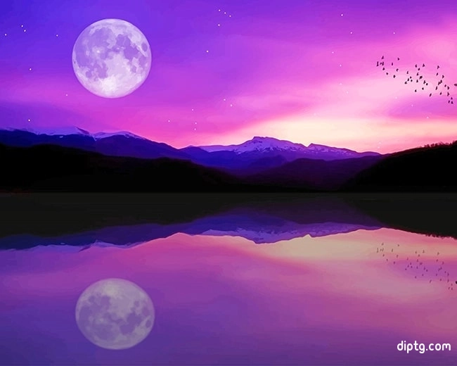 Full Moon Lake Reflection Painting By Numbers Kits.jpg