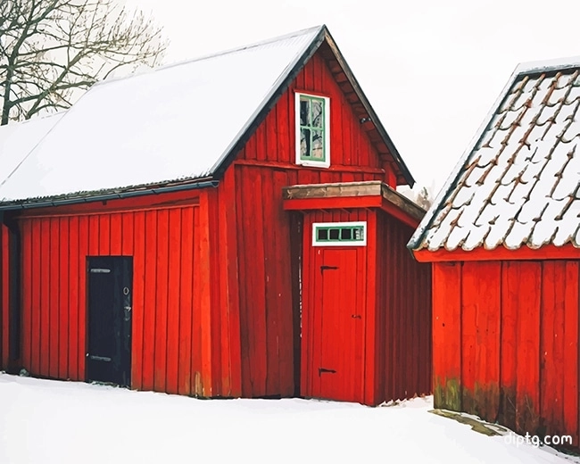 Barn In The Snow Painting By Numbers Kits.jpg
